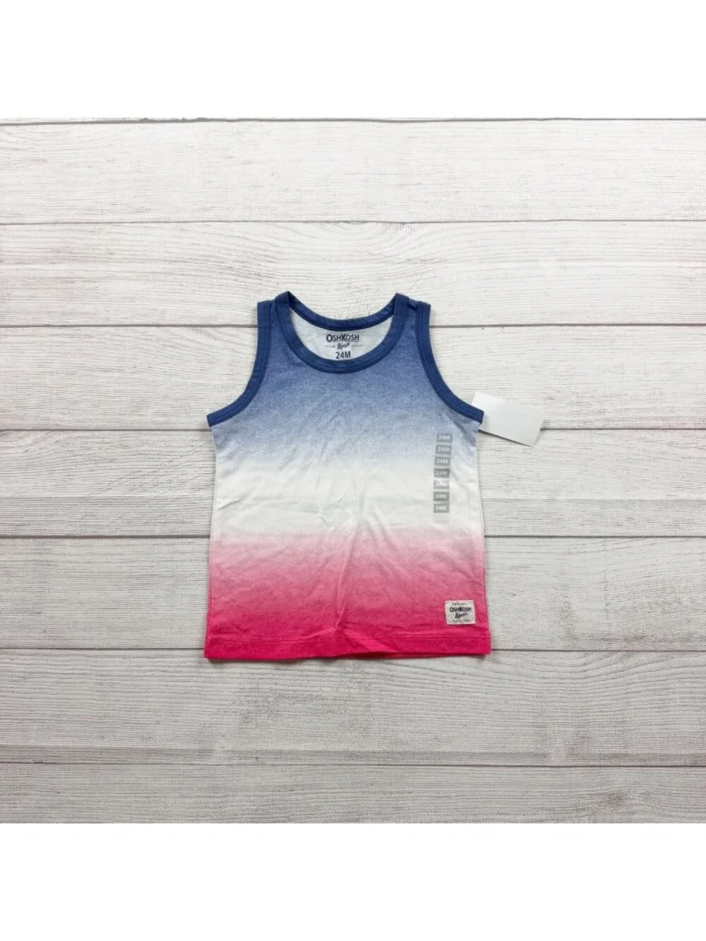 OshKosh Bgosh Gradient Ombre Tank Top Boys Blue White Red NWT 18-24 Months